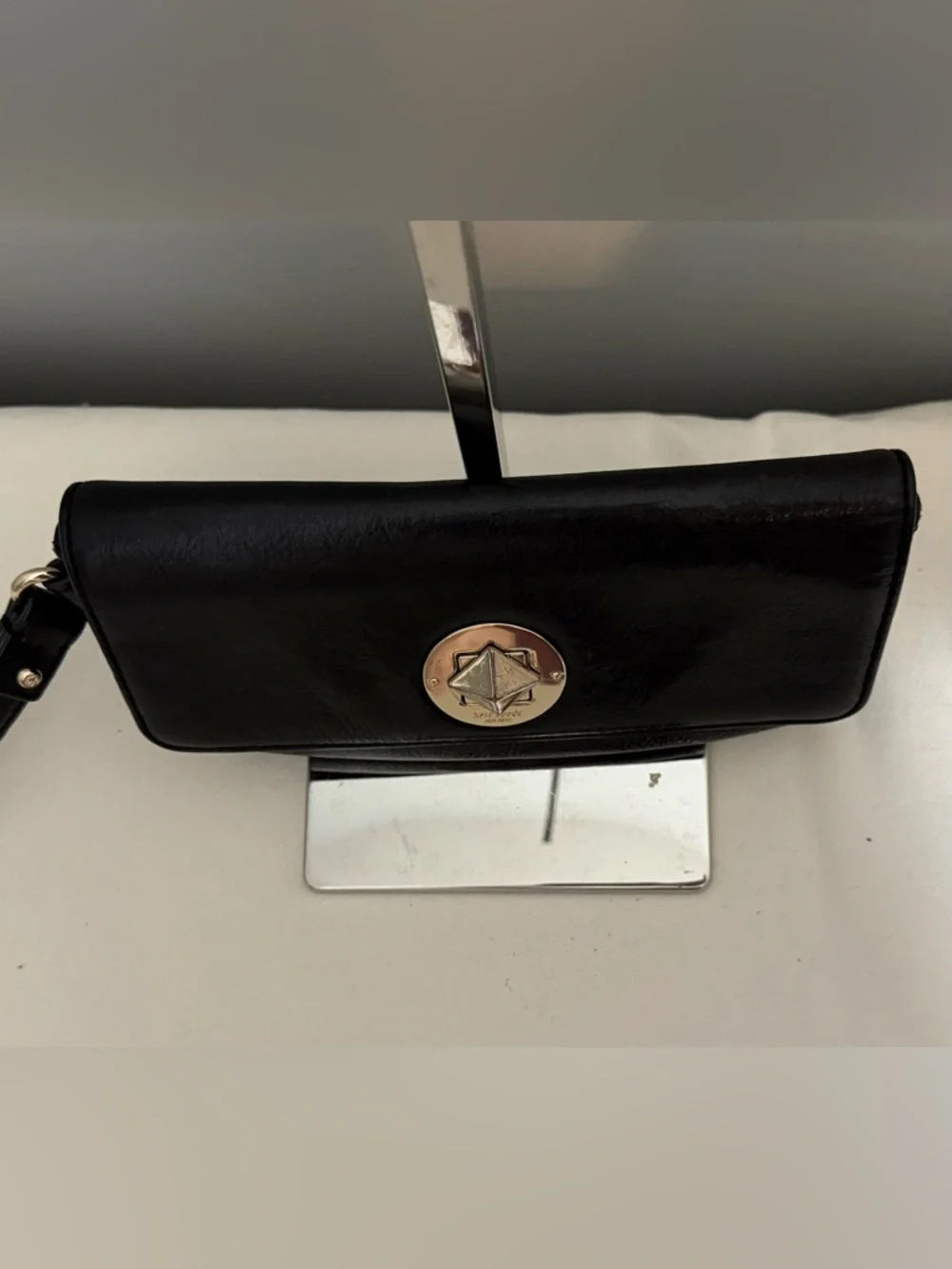 Kate Spade Chrystie Street Evan Clutch Wristlet Black Leather